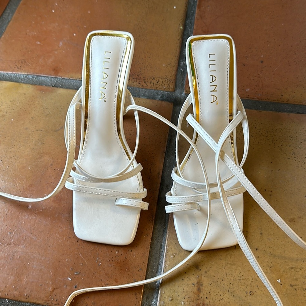 White strappy heals